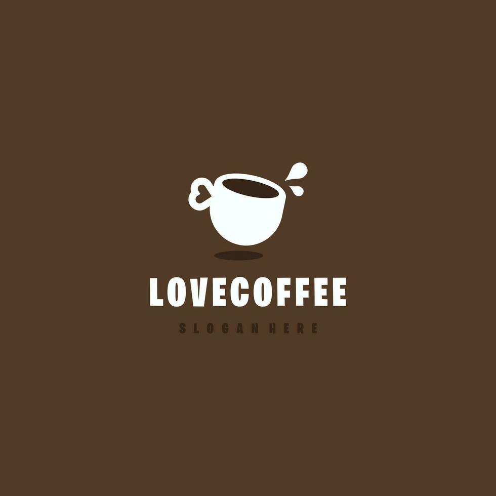 amor café logo diseño icono plantilla, un taza de café con un encargarse de ese formas un símbolo de amor vector