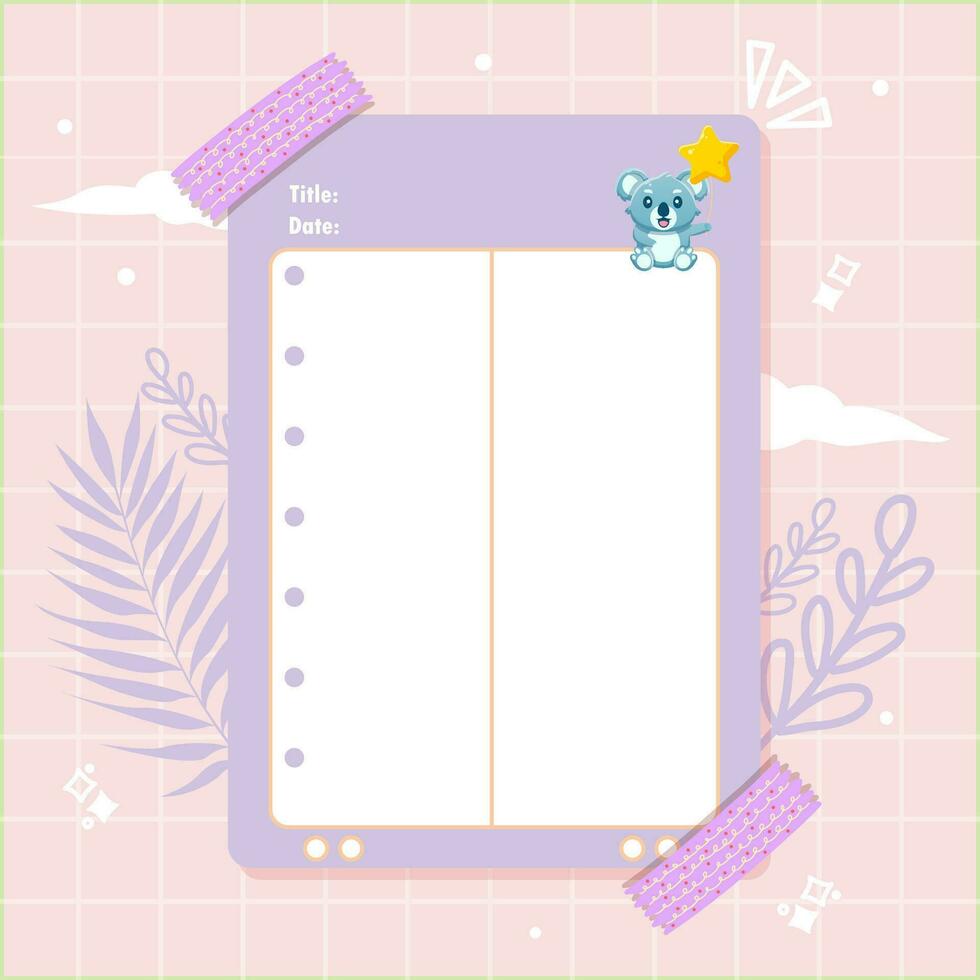 cute planner scrapbook notebook memo vector