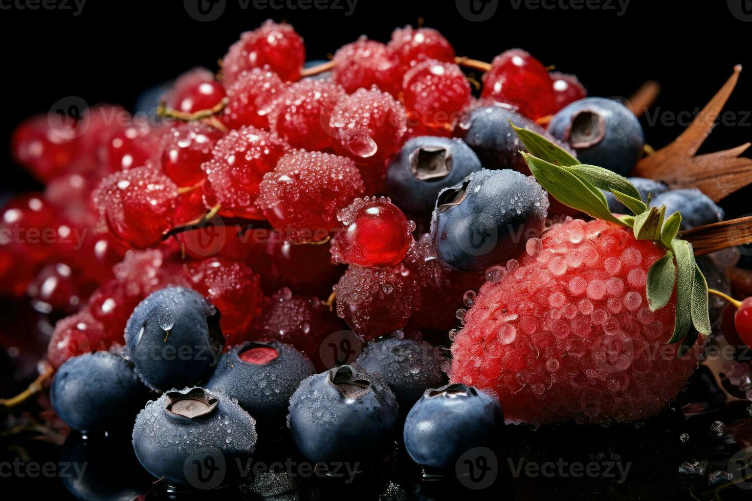 AI generated Frozen Berries and Fruits - Generative AI photo