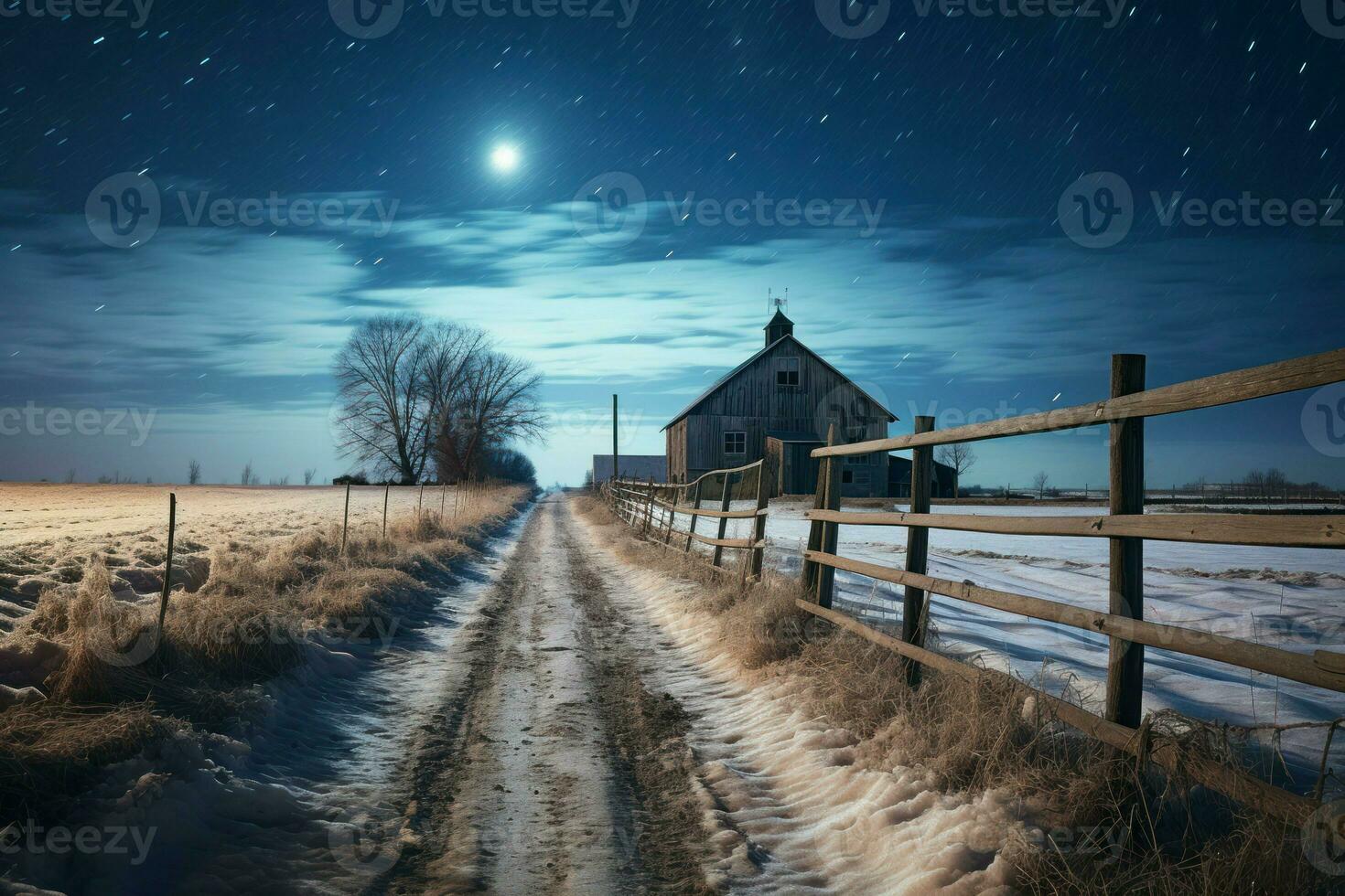 AI generated Winter Farm Scenes - Generative AI photo