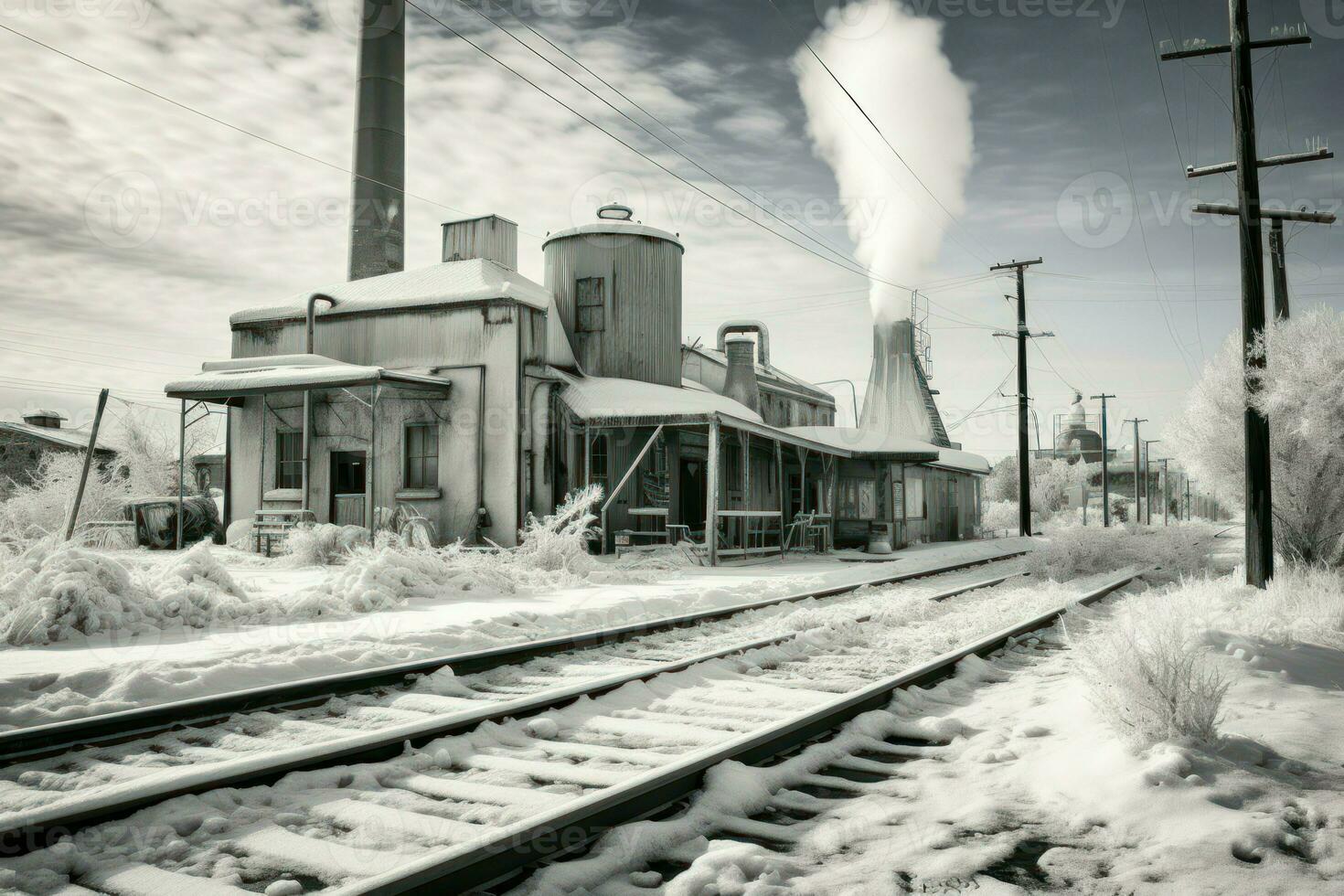 AI generated Winter Industrial Scenes - Generative AI photo