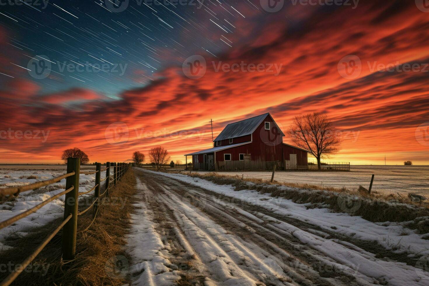 AI generated Winter Farm Scenes - Generative AI photo