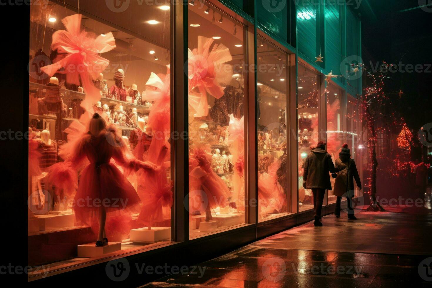 AI generated Christmas Window Shopping - Generative AI photo