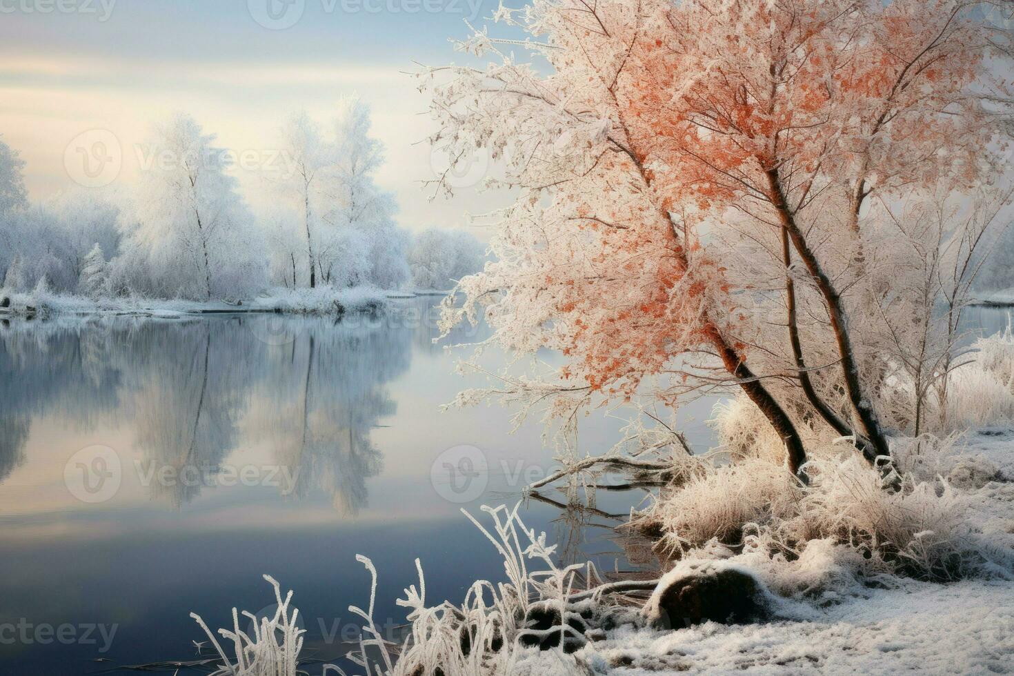 AI generated Winter Reflections - Generative AI photo
