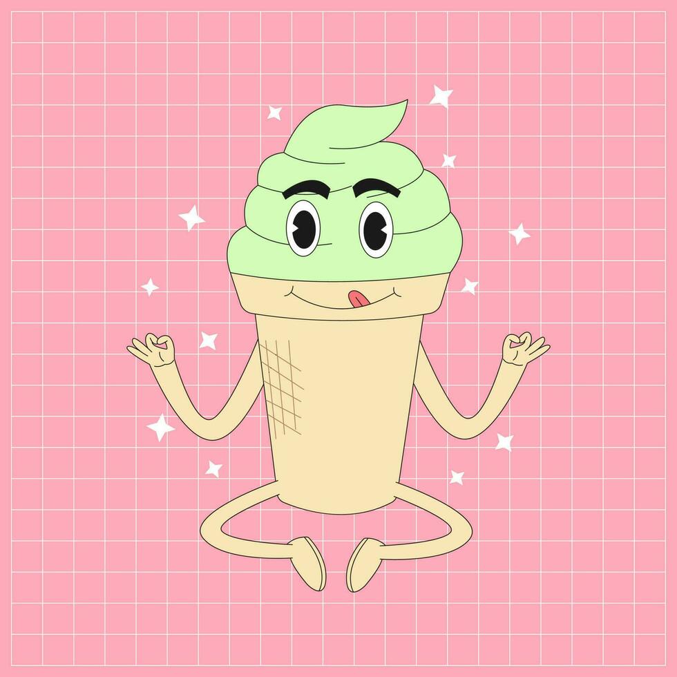 cute ice cream cartoon character vector