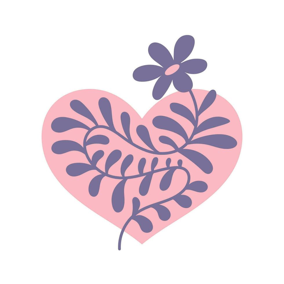 rosado corazón con ondulado flor vector