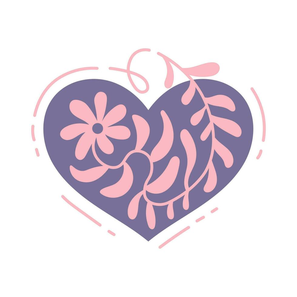 corazón con floral ornamento vector