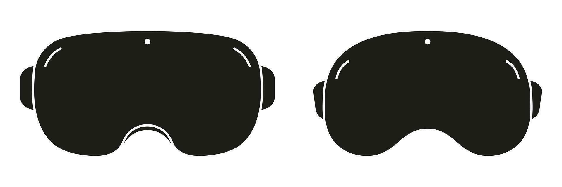 Virtual Reality Glasses Silhouette Icon Set. VR Technology Symbol Collection. Video Game Goggles Glyph Pictogram. Gaming Headset Solid Sign. Isolated Vector Illustration.
