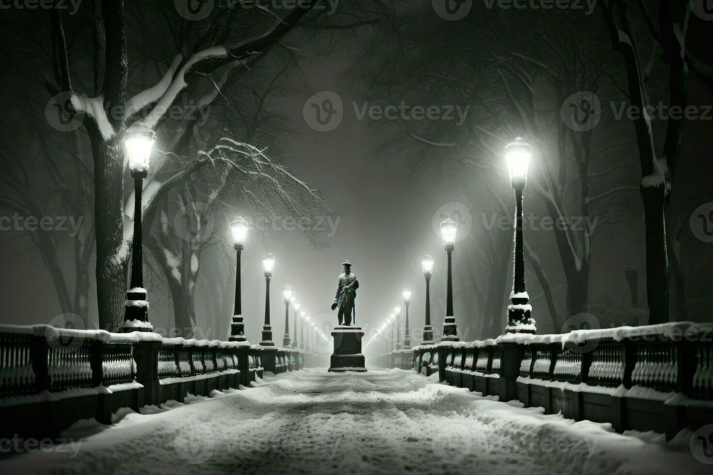 AI generated Snow-covered Statues and Monuments - Generative AI photo
