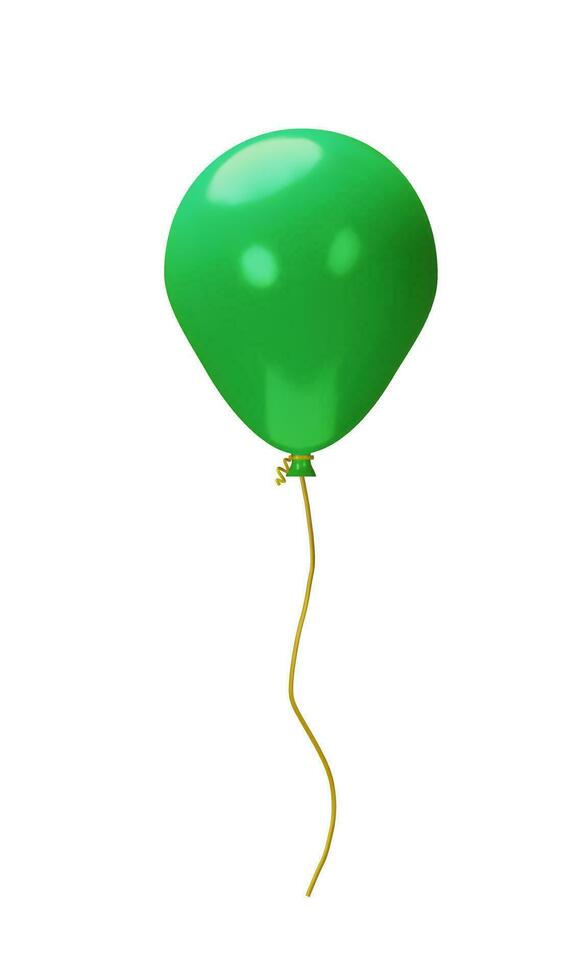 3D render green balloon for Patrick's Day party. Realistic inflatable element for birthday, carnival, festival, celebrations, anniversary. Flying helium vector object template for greeting card.