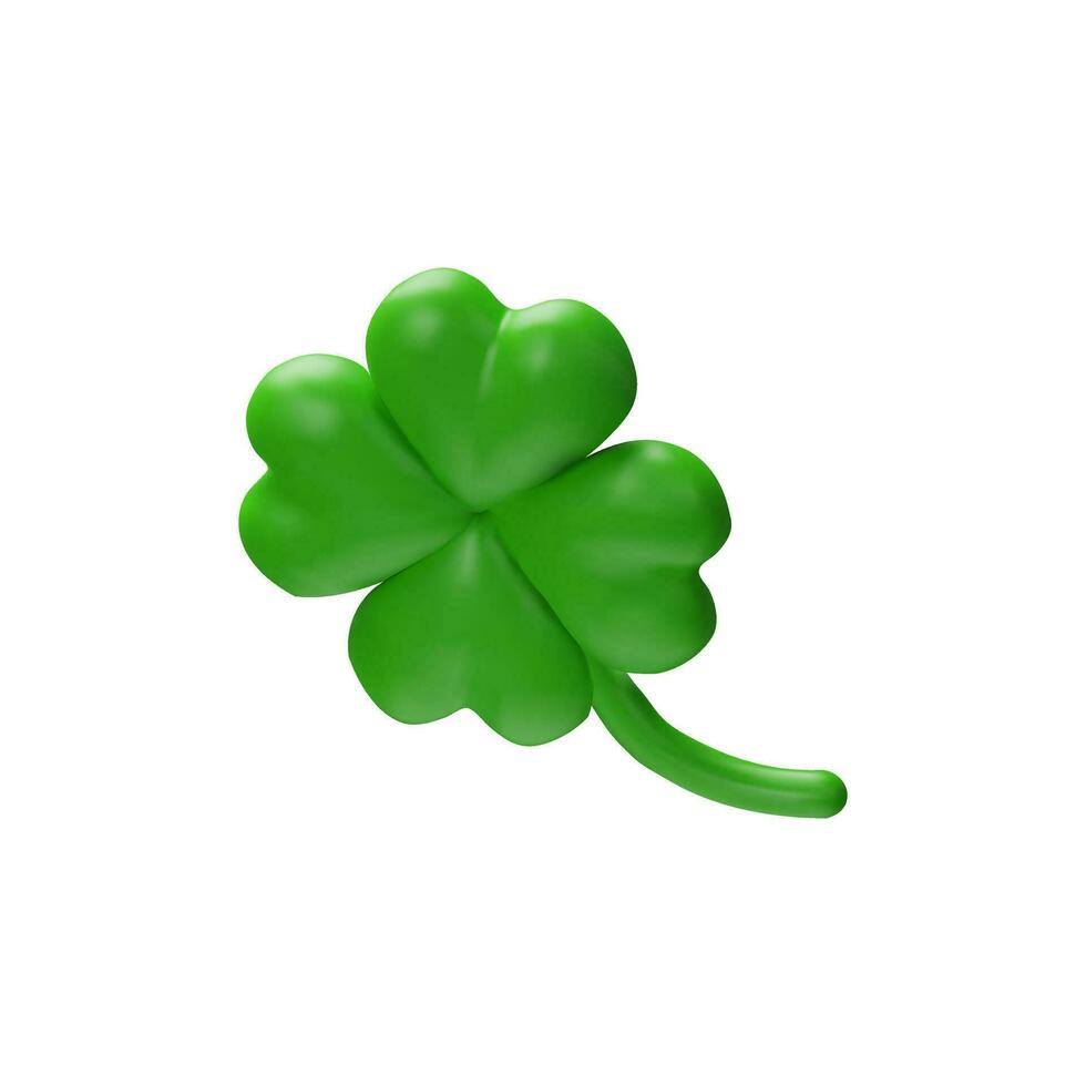 Irish culture with a 3D vector illustration realistic clover. Symbolizing luck and celebrating St. Patrick's Day. The green shamrock, rendering in clay style, and tradition to the festive season