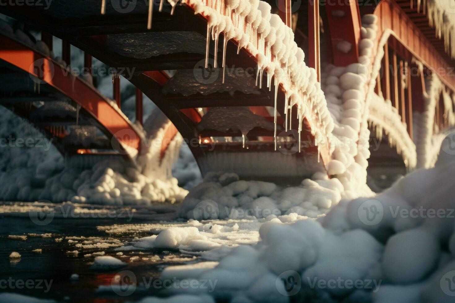 AI generated Snowy Bridges - Generative AI photo