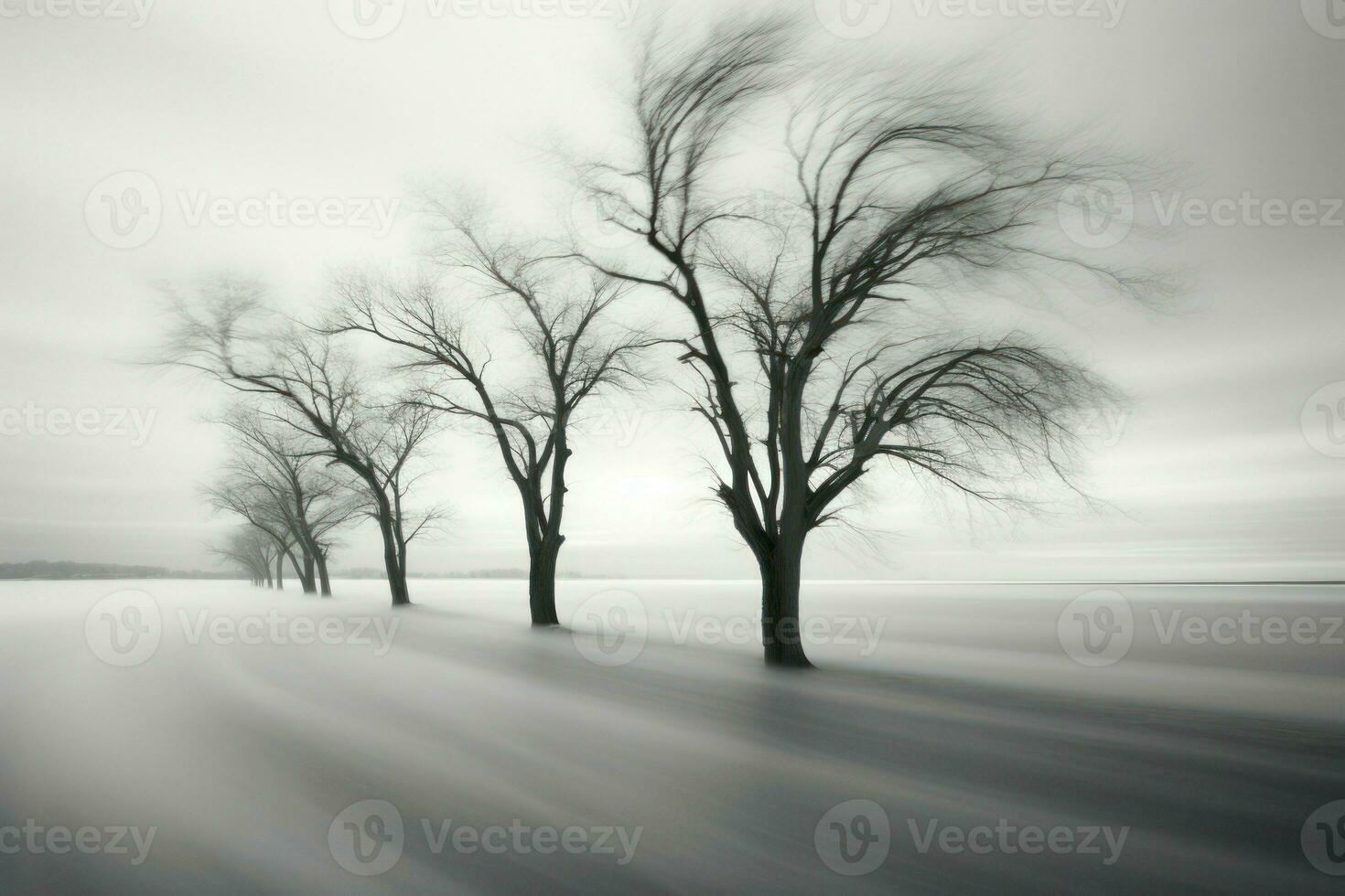 AI generated Winter Windswept Trees - Generative AI photo