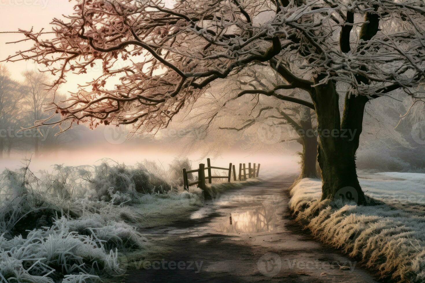 AI generated Frosty Morning Landscapes - Generative AI photo