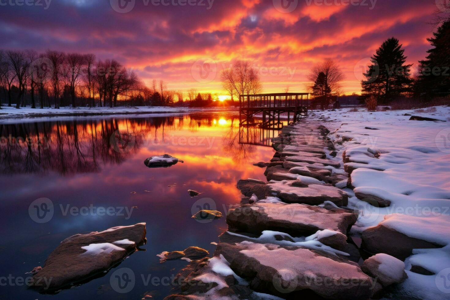AI generated Winter Sunsets and Sunrises - Generative AI photo