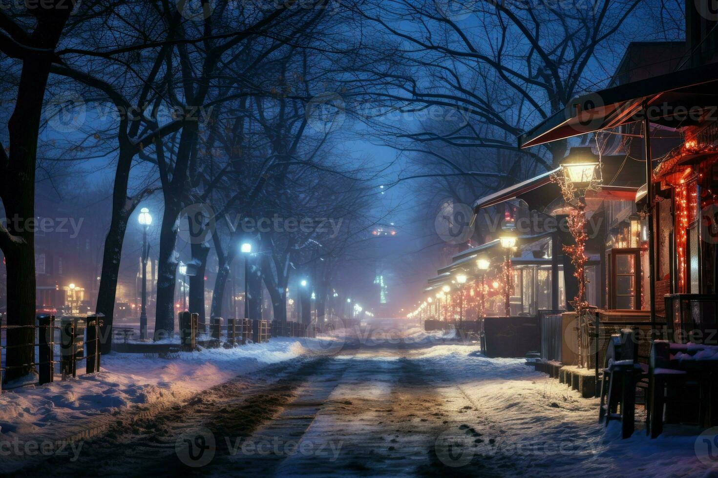 AI generated Urban Winter Scenes - Generative AI photo