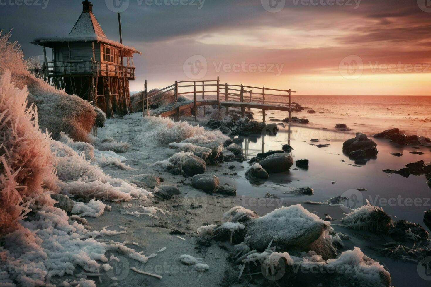 AI generated Winter Beaches - Generative AI photo
