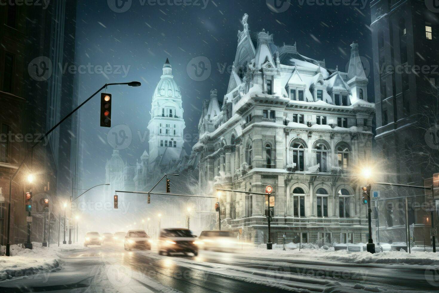 AI generated Snow-Covered Architecture - Generative AI photo