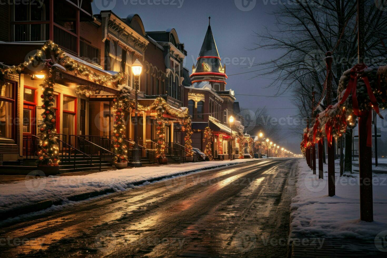 AI generated Christmas in Small Towns - Generative AI photo