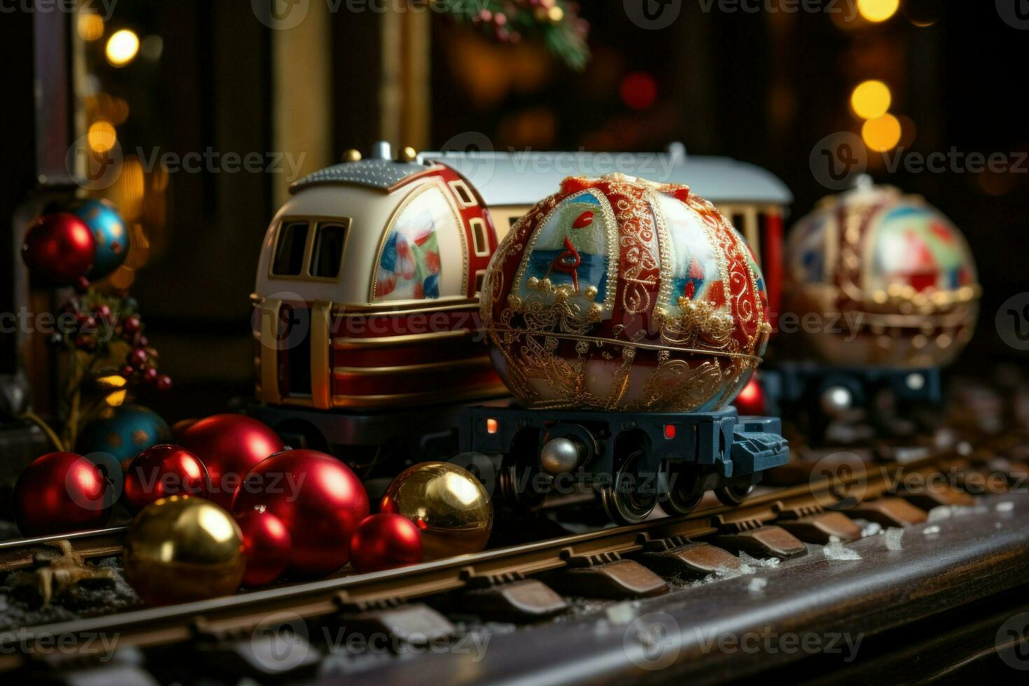 AI generated Christmas Trains - Generative AI photo