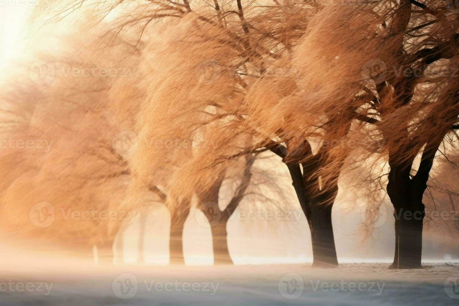 ai generado invierno azotado por el viento arboles - generativo ai foto