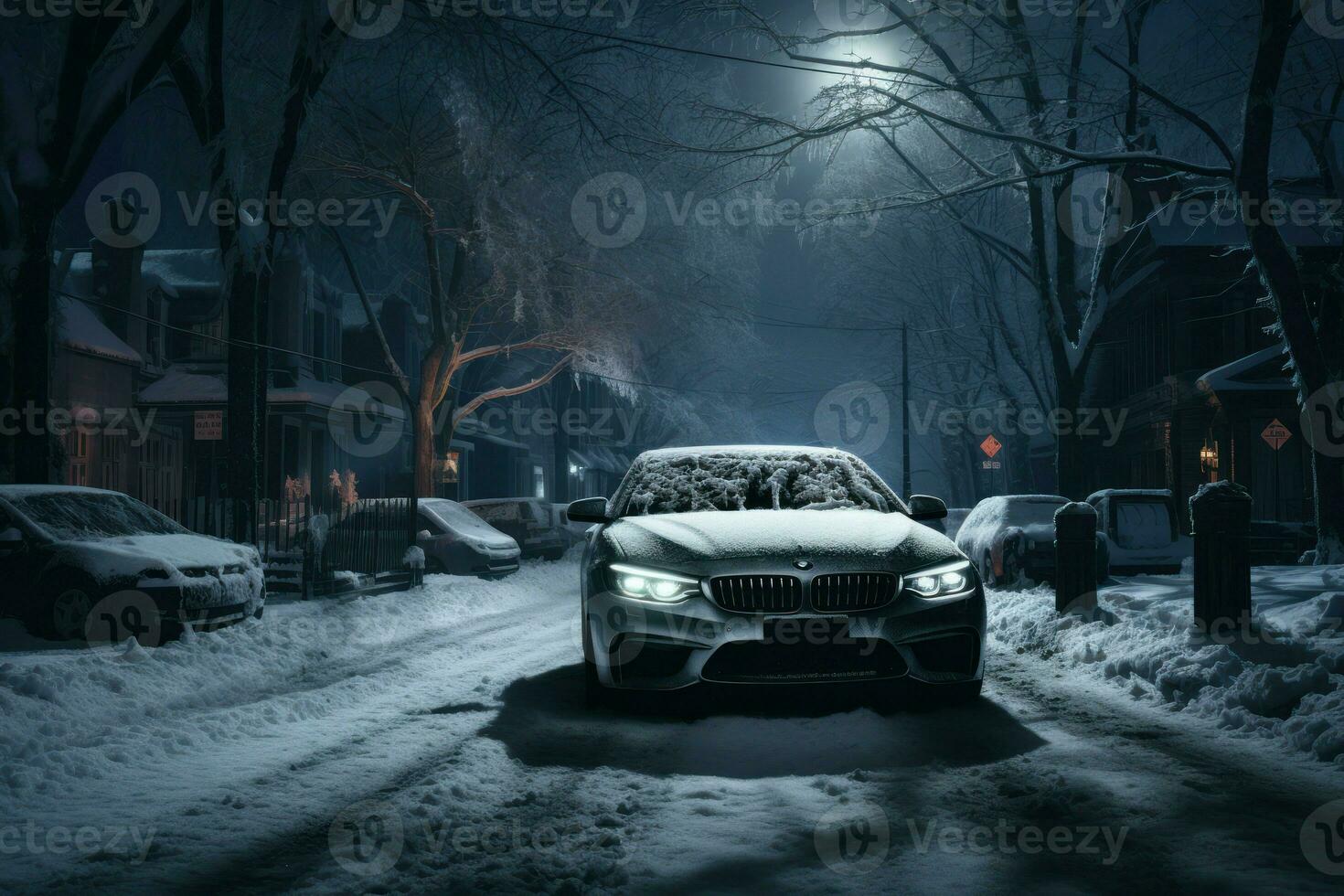 AI generated Snow-covered Cars - Generative AI photo
