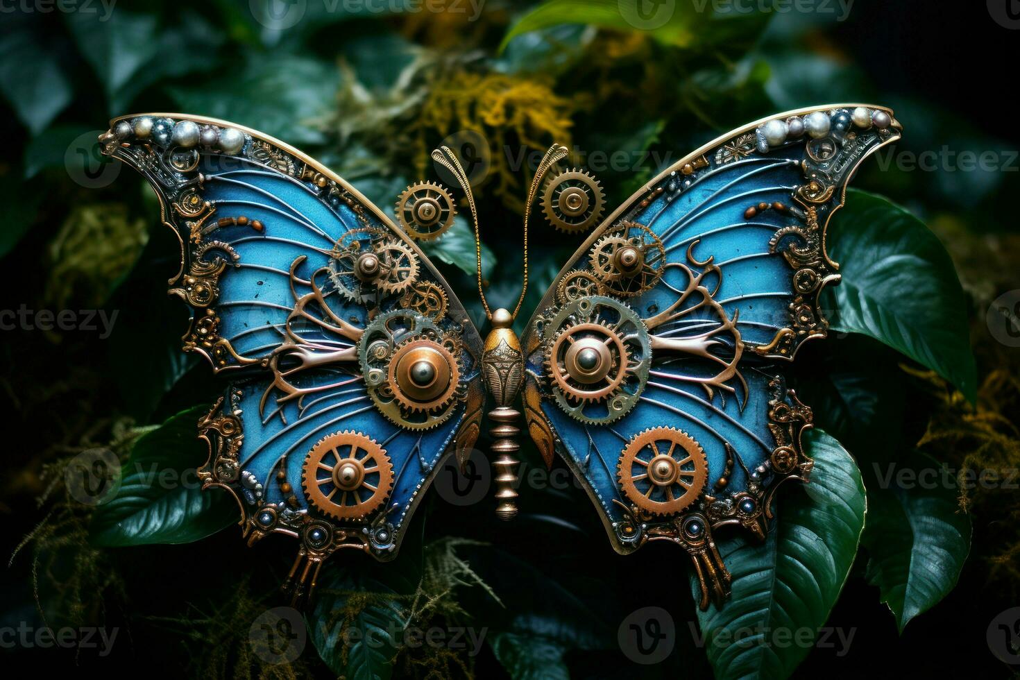 AI generated Whimsical Clockwork Butterflies - Generative AI photo