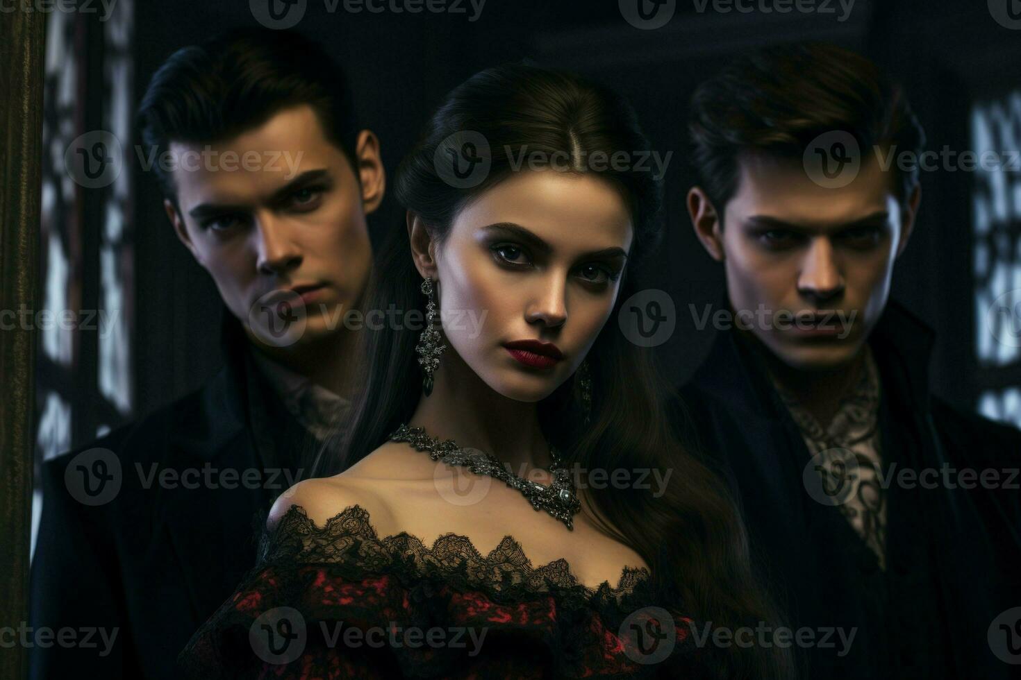 AI generated Hauntingly beautiful vampires with eternal allure - Generative AI photo