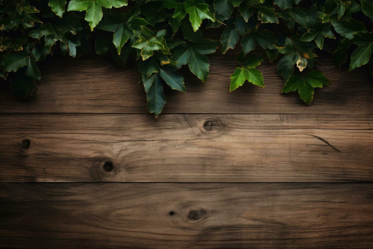 AI generated Empty wood background with leaf for product display Ai generated photo