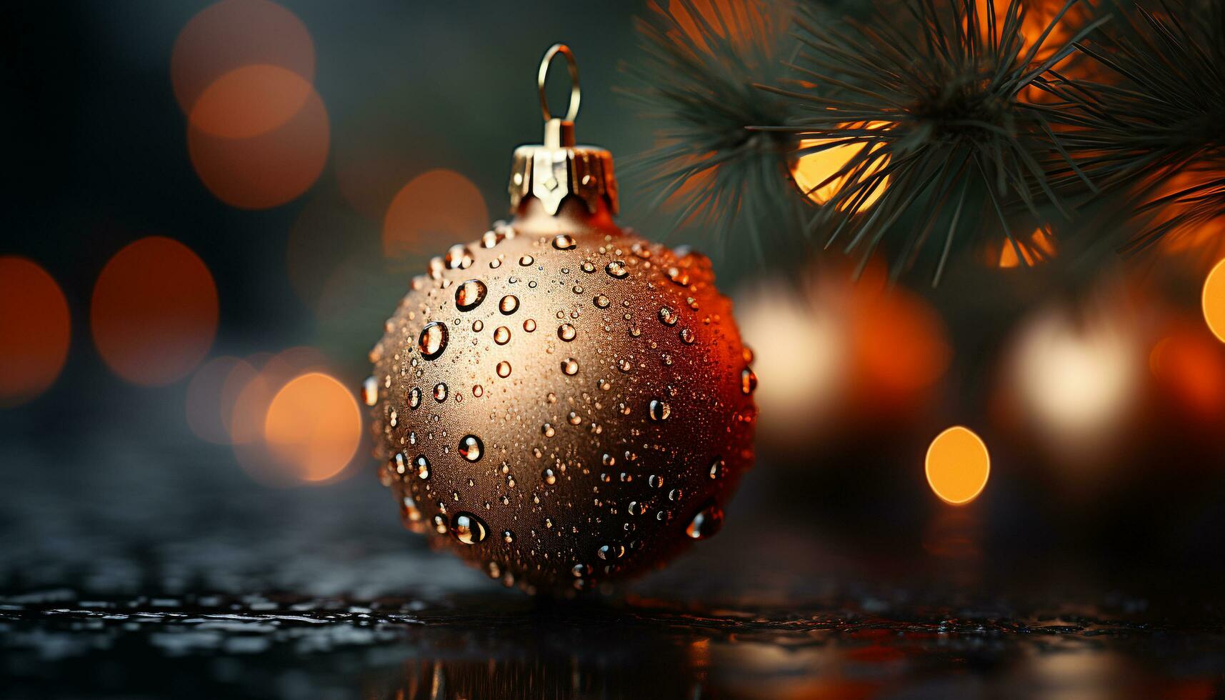 AI generated Glowing Christmas lights illuminate snow covered tree in vibrant celebration generated by AI photo