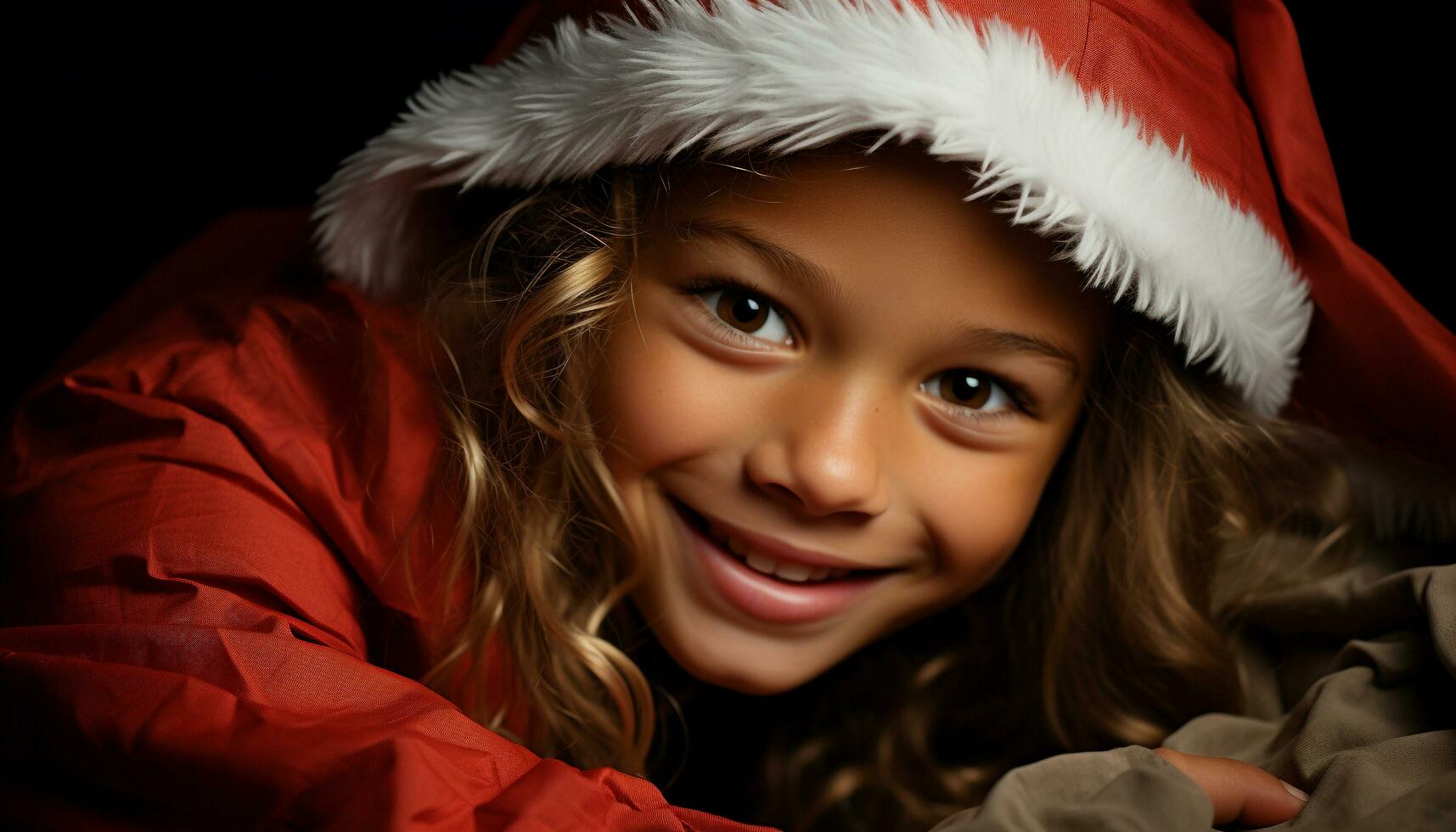 AI generated Smiling cute child, cheerful happiness, portrait of girls looking at camera generated by AI photo