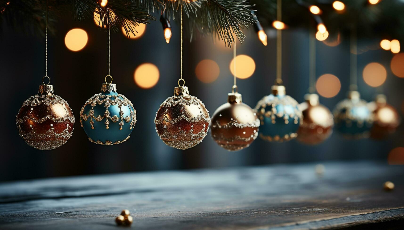 AI generated Glowing Christmas tree illuminates the night with shiny decorations generated by AI photo