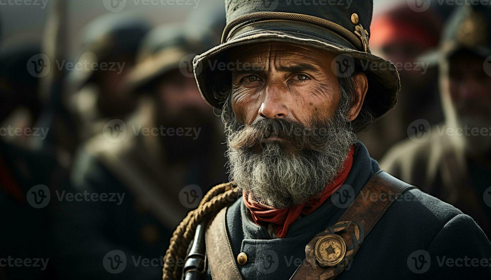 AI generated A confident senior man, with gray hair and a beard, looking at the camera generated by AI photo