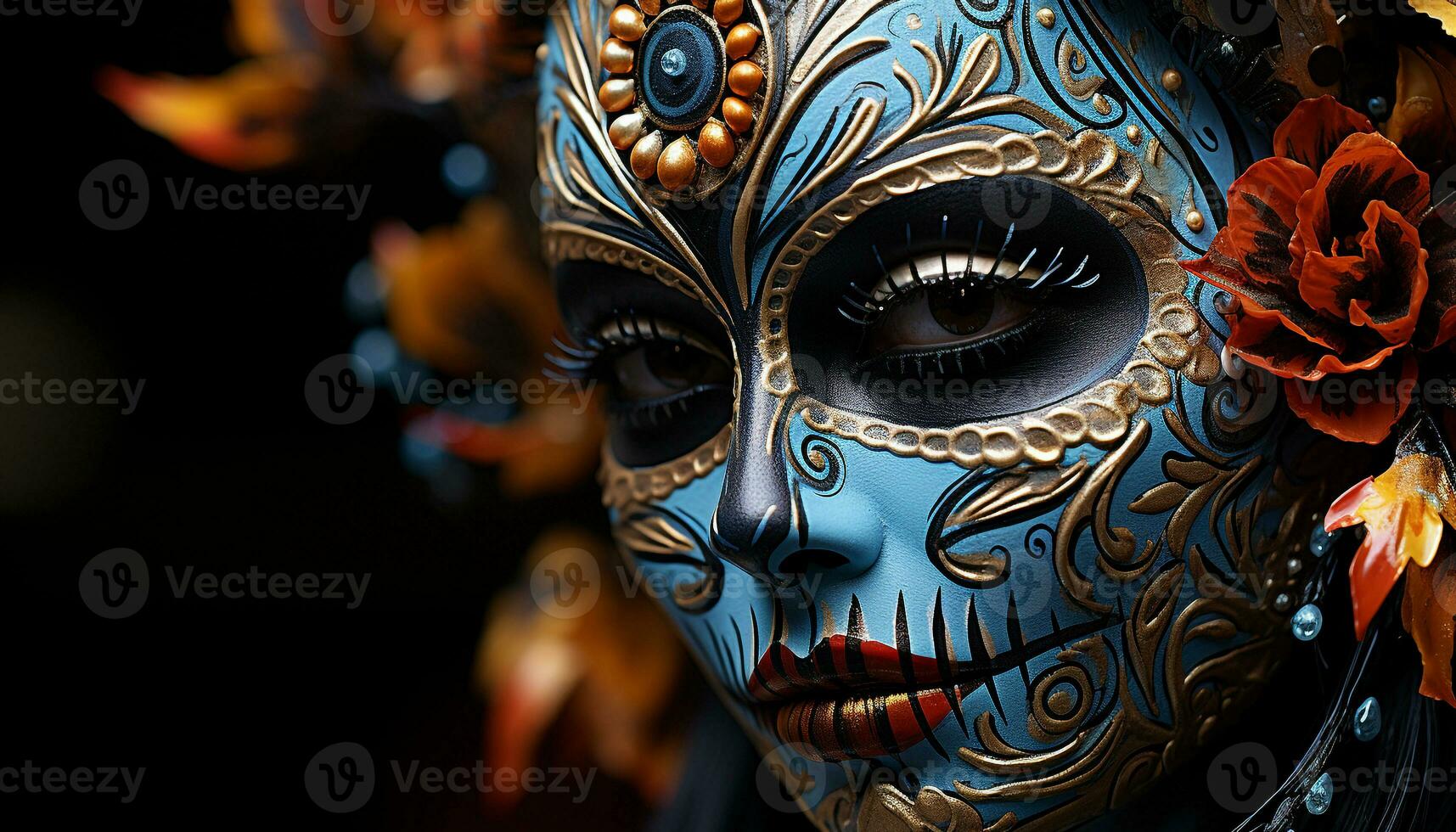 AI generated A colorful celebration of tradition and mystery, masks disguise beauty generated by AI photo