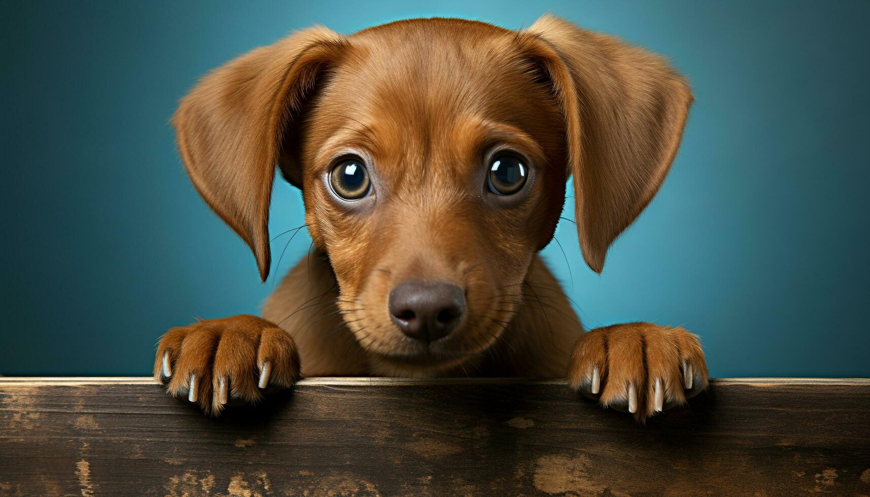 AI generated Cute puppy sitting, looking at camera, playful and obedient generated by AI photo