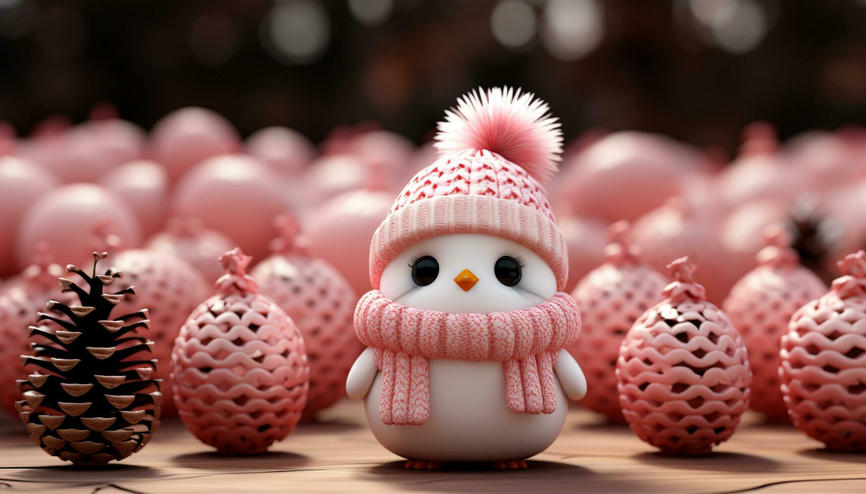 AI generated Cute snowman toy brings joy in winter celebration generated by AI photo