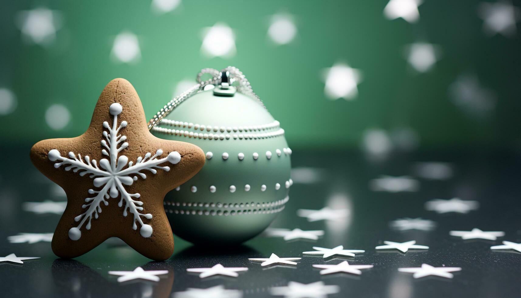 AI generated Homemade gingerbread cookies decorate the table, a sweet celebration generated by AI photo