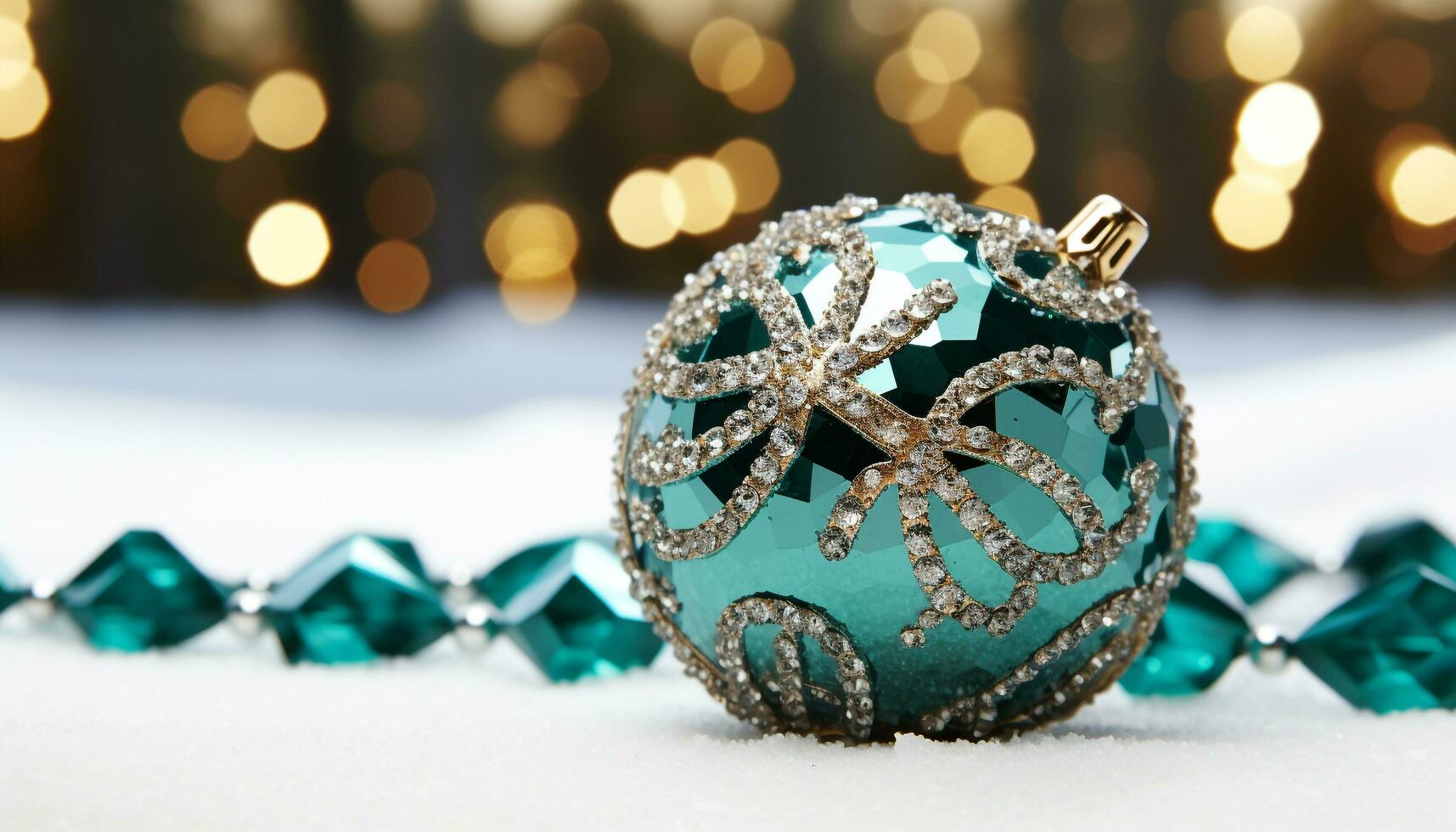 AI generated Shiny snowflake ornament glows, illuminating winter celebration with elegance generated by AI photo