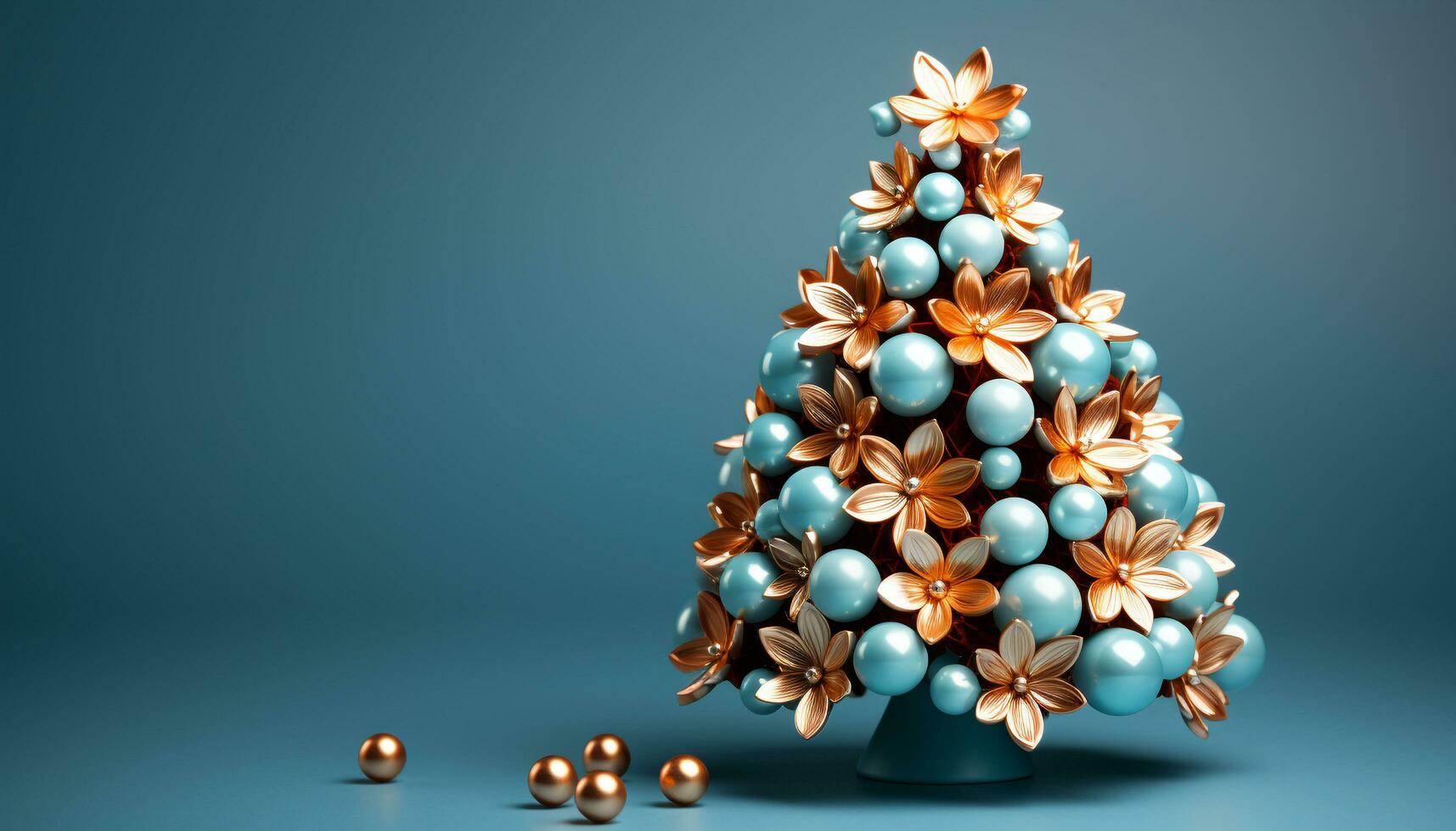 ai generado invierno celebracion regalo de naturaleza, azul árbol, resumen diseño generado por ai foto
