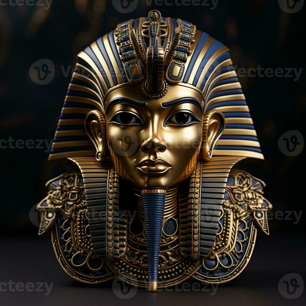 AI generated Ancient Egyptian sculpture a gold idol of a pharaoh generated by AI photo