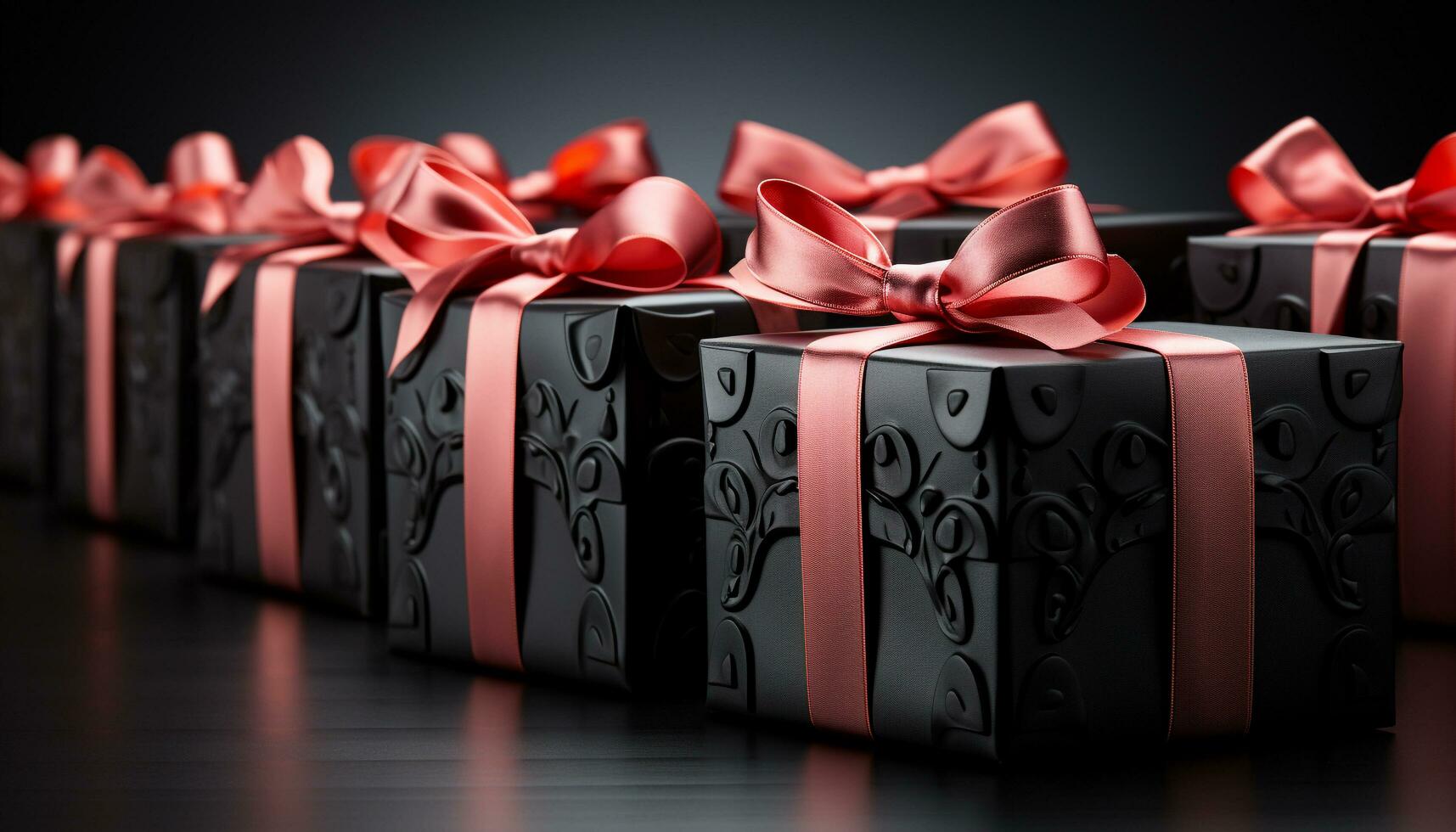 AI generated A shiny gift box wrapped in ornate wrapping paper generated by AI photo