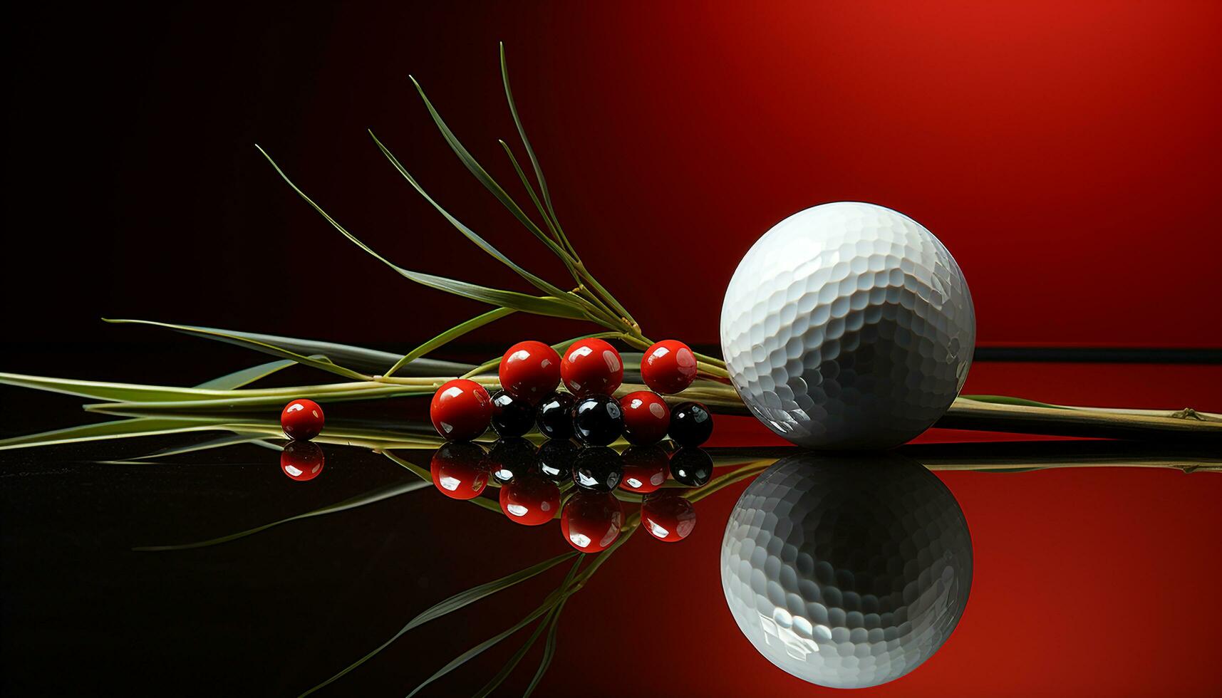 AI generated Golf ball on tee, hitting green grass, symbol of success generated by AI photo