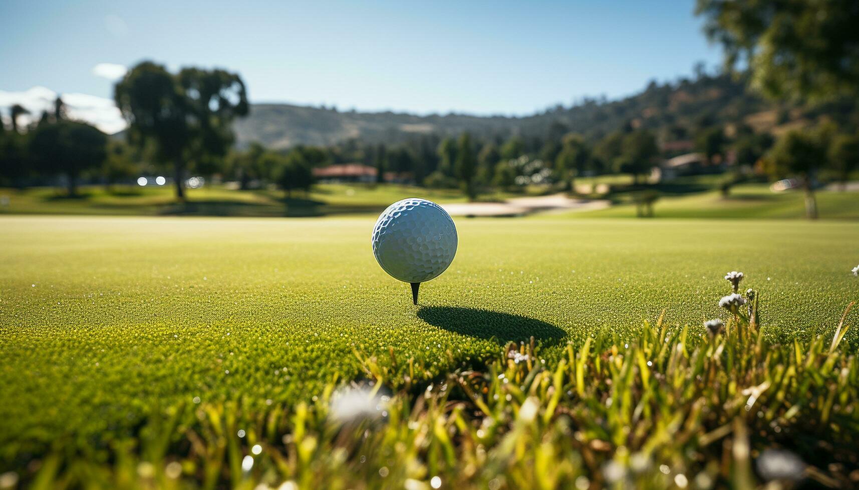 AI generated Golfers playing on green grass under the summer sunlight generated by AI photo