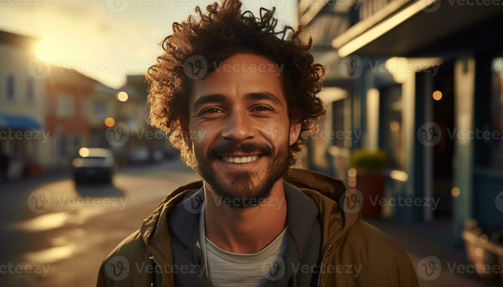 AI generated A cheerful man, confident and carefree, smiling at the camera generated by AI photo