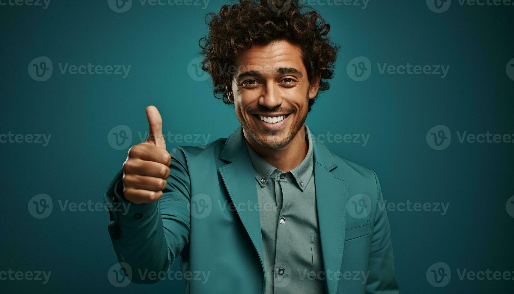 AI generated A successful businessman, confident and cheerful, looking at camera generated by AI photo