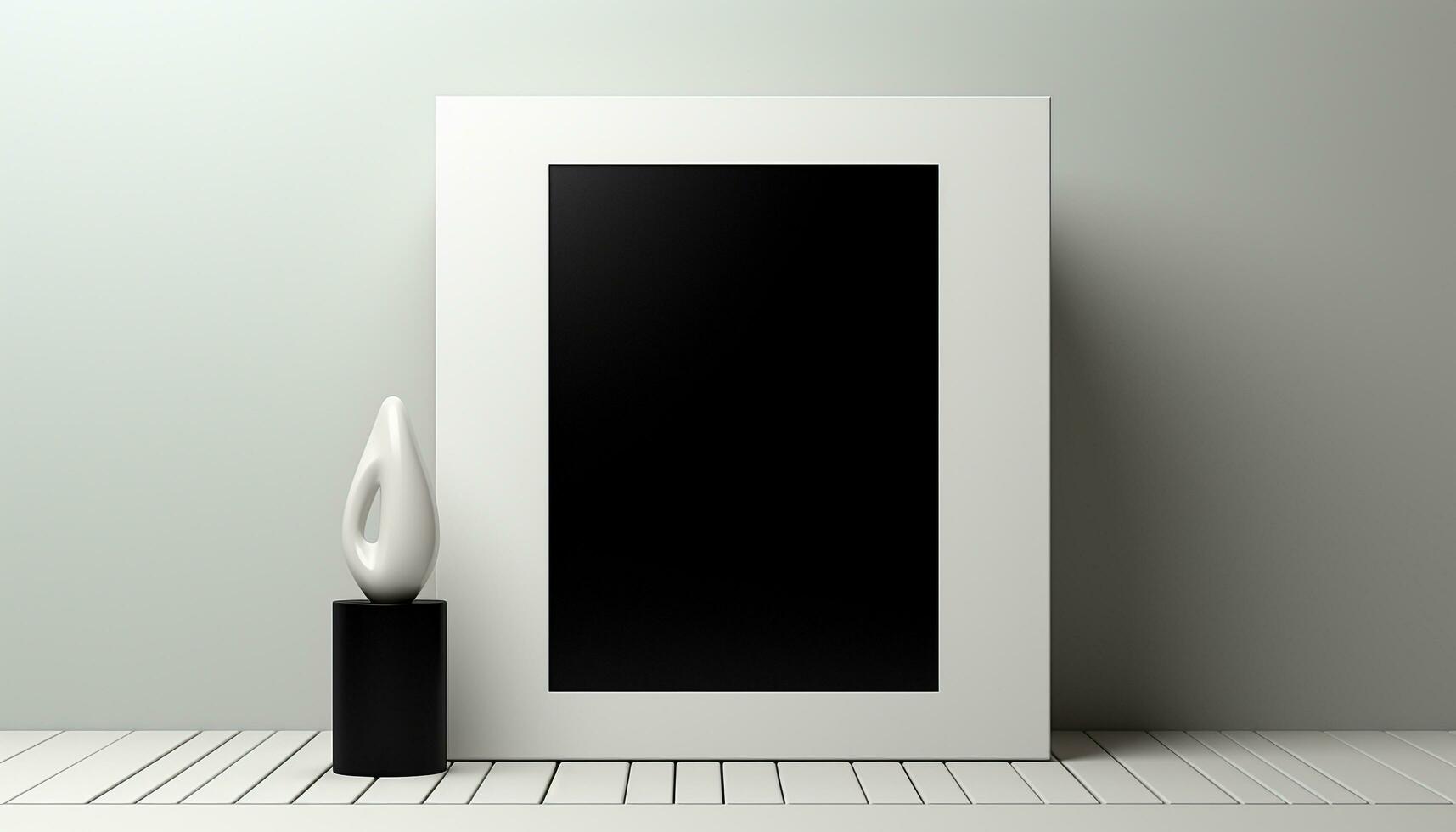 AI generated Modern art exhibition with abstract posters on clean wooden walls generated by AI photo