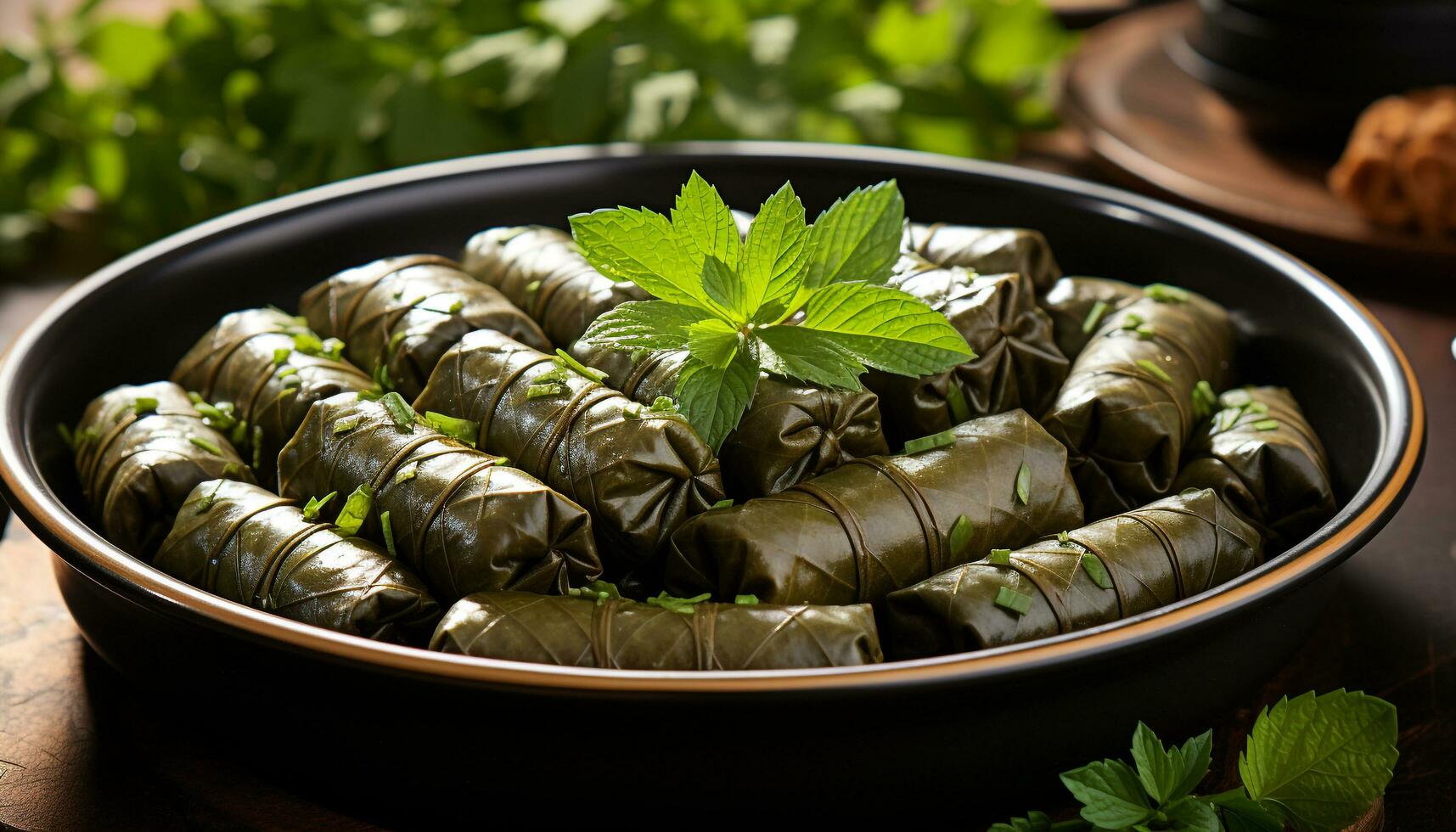 AI generated Freshness and sweetness wrapped in a homemade dessert generated by AI photo
