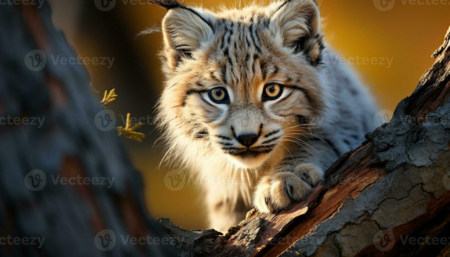 ai generado grande a rayas gato mirando a cámara en tropical selva generado por ai foto