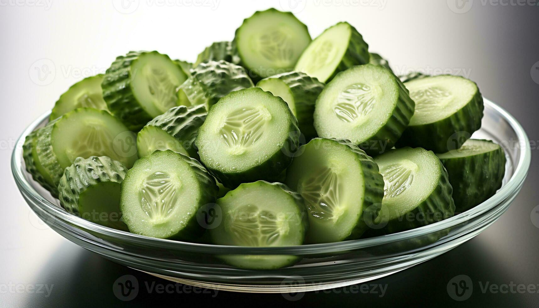 AI generated Freshness and green color of sliced cucumber generated by AI photo