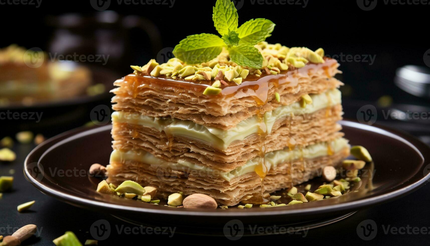 AI generated Freshness and indulgence on a homemade gourmet dessert generated by AI photo